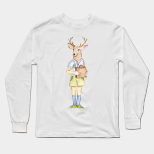 Funny Vintage Deer in Retro Style Long Sleeve T-Shirt